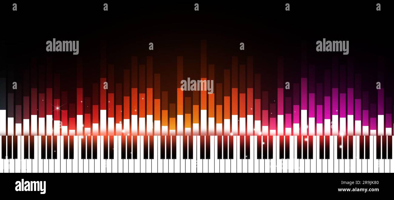 striscione per equalizzatore musicale multicolore con pianoforte per festeggiamenti sereni Foto Stock