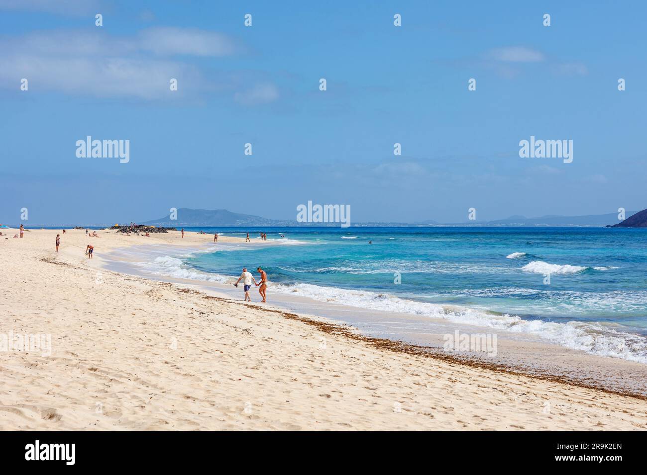 Capanna scuola di kite surf e windsurf a Flag Beach Corralejo Fuerteventura Isole Canarie Spagna Foto Stock