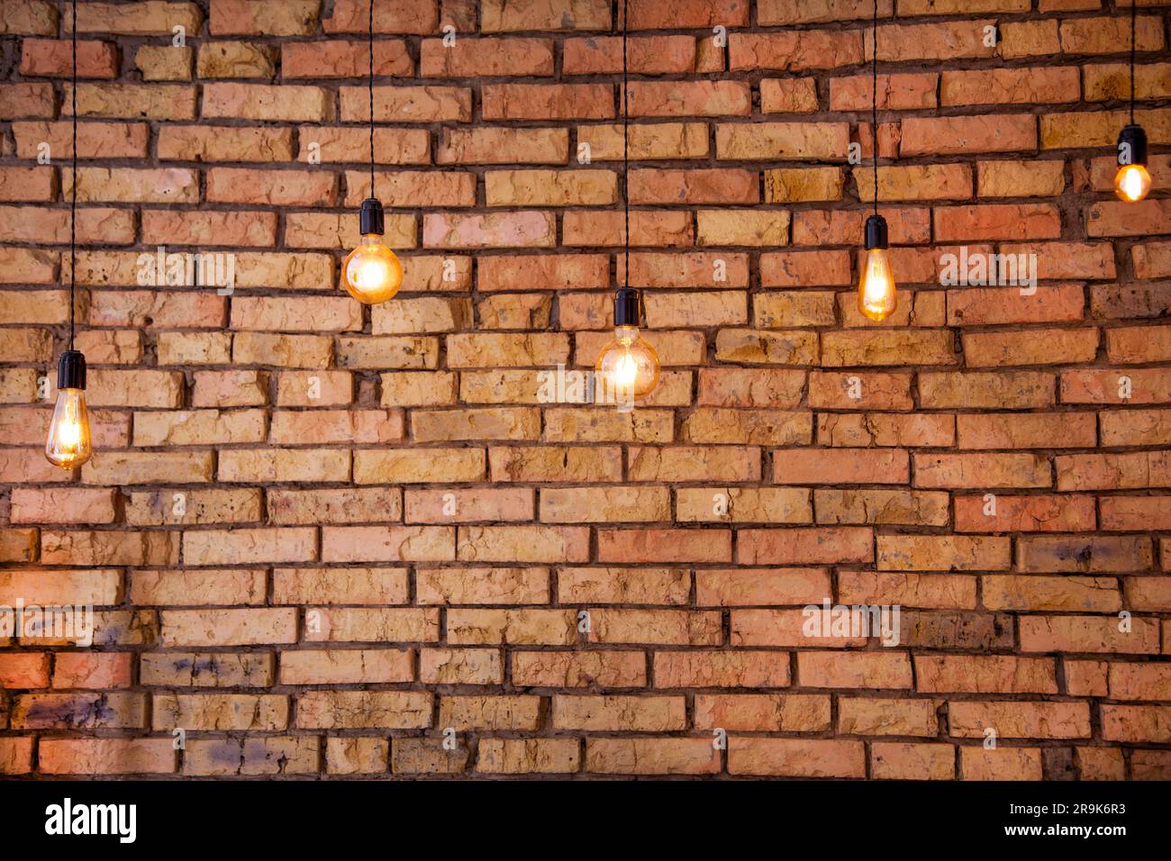 Muro di mattoni con lampadine Foto Sfondo Moderno Muro Decoro Muro