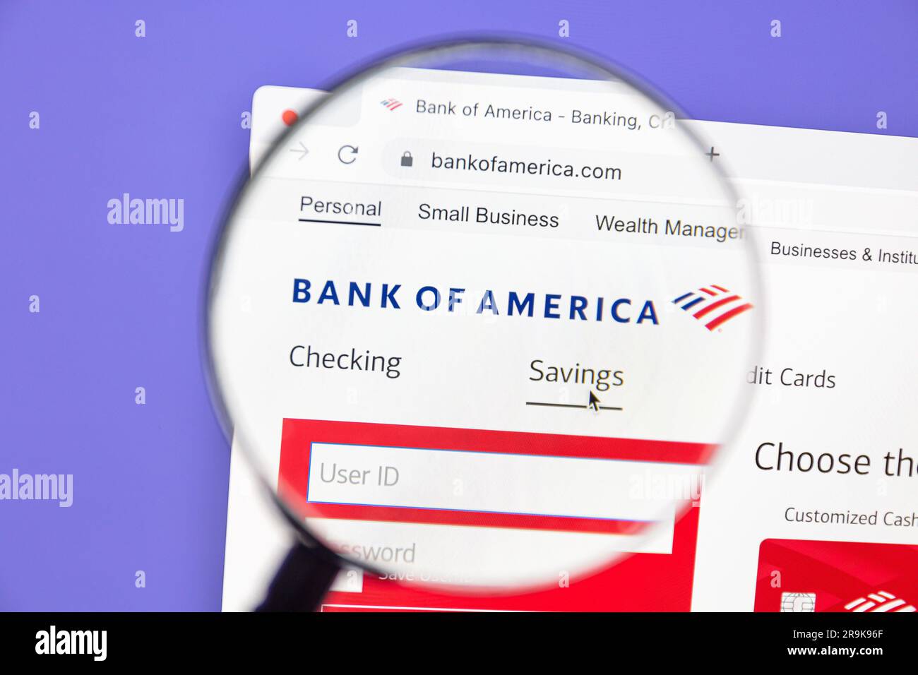 Ostersund, Svezia - Mars 13 2023: Sito Internet della Bank of America. Bank of America è la seconda più grande istituzione bancaria degli Stati Uniti. Foto Stock