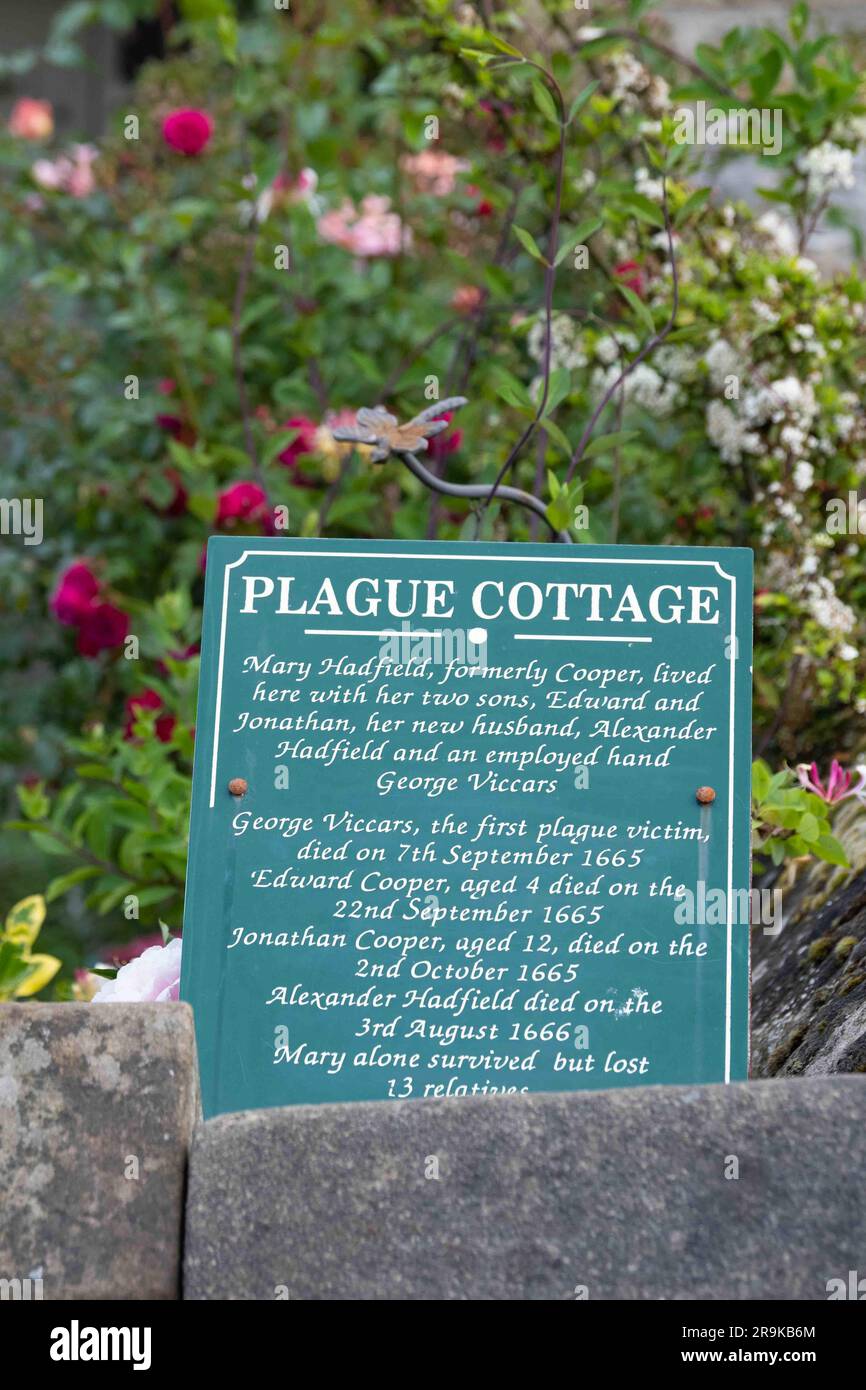 Plague Cottage, Eyam, Derbyshire, Inghilterra, Regno Unito Foto Stock