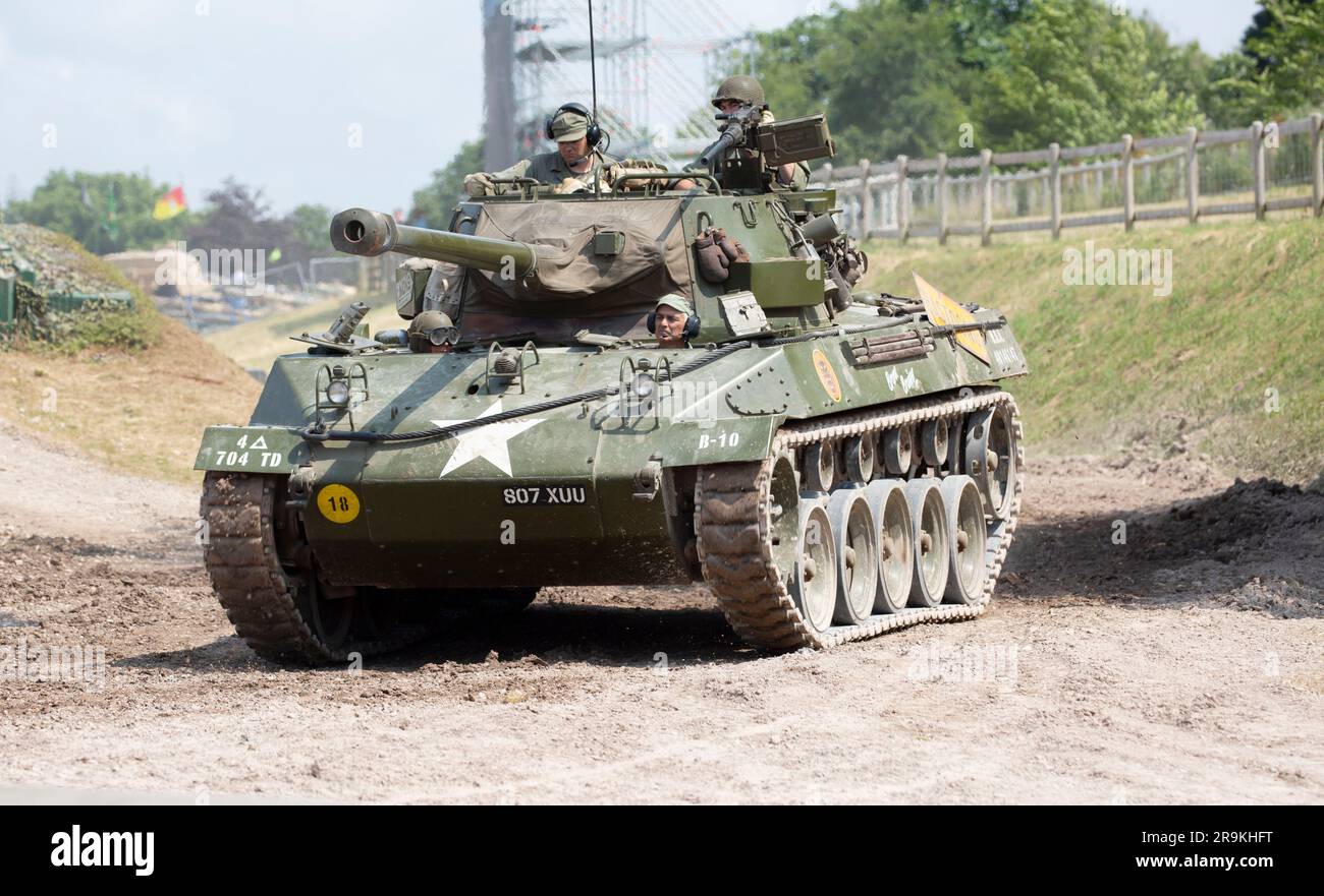 M18 Hellcat Tank Destroyer a carrello per motori a pistola da 76 mm M18 o M18 GMC. Tankfest 23, Bovington Regno Unito Foto Stock
