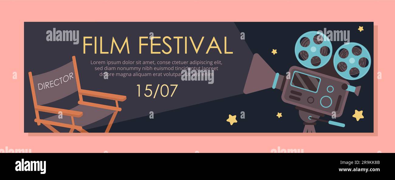 Concetto di banner pubblicitari cinematografici Illustrazione Vettoriale