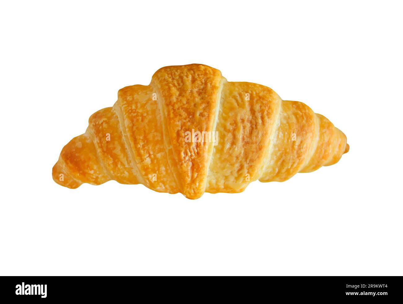 Croissant isolato su sfondo bianco. Vista dall'alto del croissant semplice su sfondo bianco. Oggetto con tracciato di ritaglio. Foto Stock