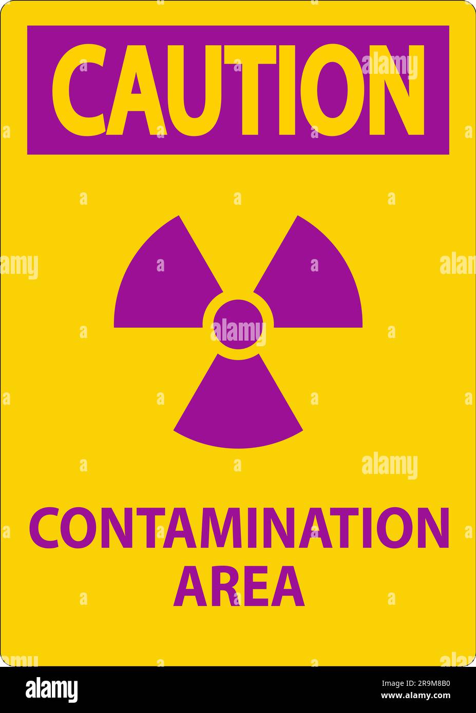 Materiali radioattivi cartello attenzione area di contaminazione Illustrazione Vettoriale