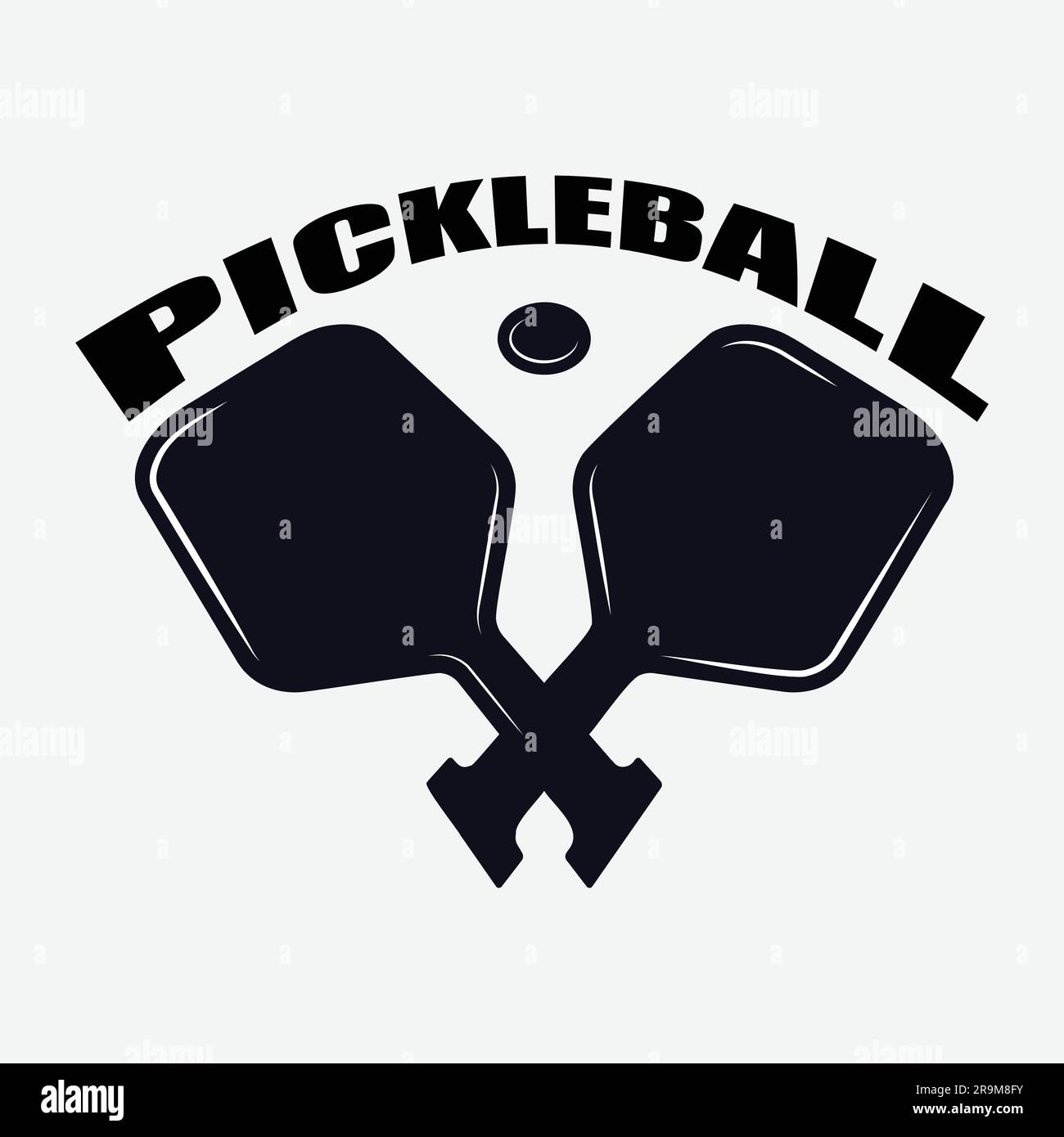 Paddle Pickleball e palla nera Illustrazione Vettoriale