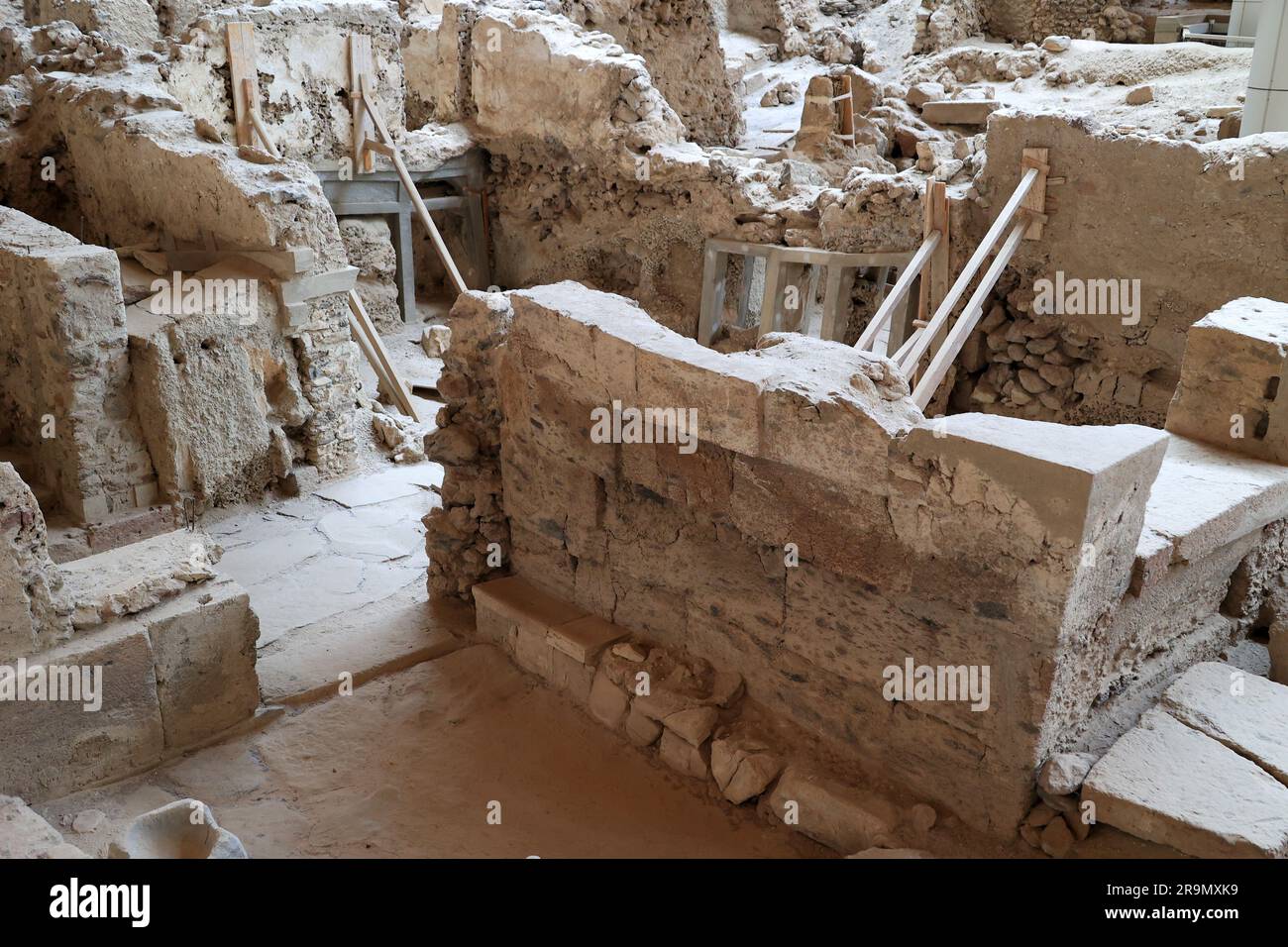 Sito archeologico di Akrotiri sull'isola greca delle Cicladi di Santorini-greca Foto Stock