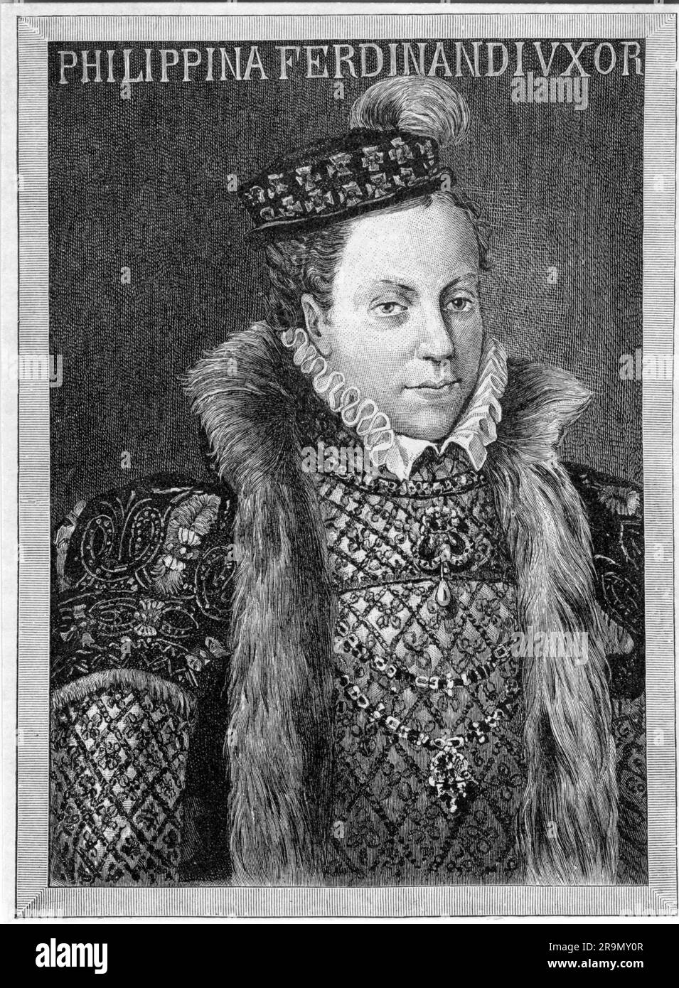 Welser, Philippine, 1527 - 24.4,1580, figlia patrizia di Augusta, incisione su legno, XIX SECOLO, DIRITTI-AGGIUNTIVI-CLEARANCE-INFO-NOT-AVAILABLE Foto Stock