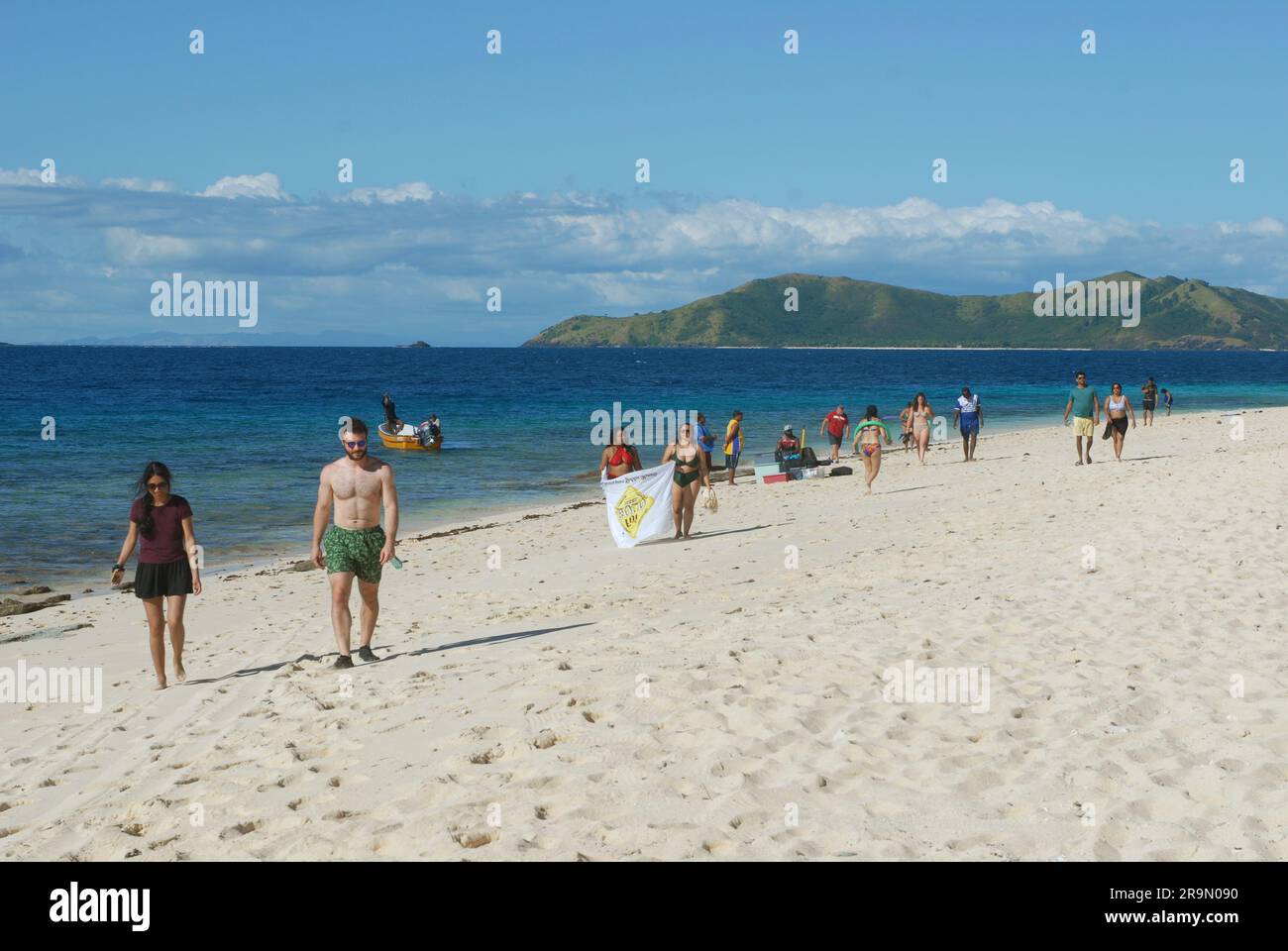 Modriki Island o Cast Away Island, location del film di Tom Hank «Cast Away», Fiji, Oceano Pacifico meridionale. Foto Stock