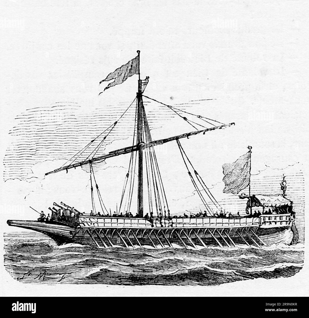 Trasporto/trasporto, navigazione, nave da guerra, galea nel XIII secolo, incisione in legno, DIRITTI AGGIUNTIVI-CLEARANCE-INFO-NOT-AVAILABLE Foto Stock