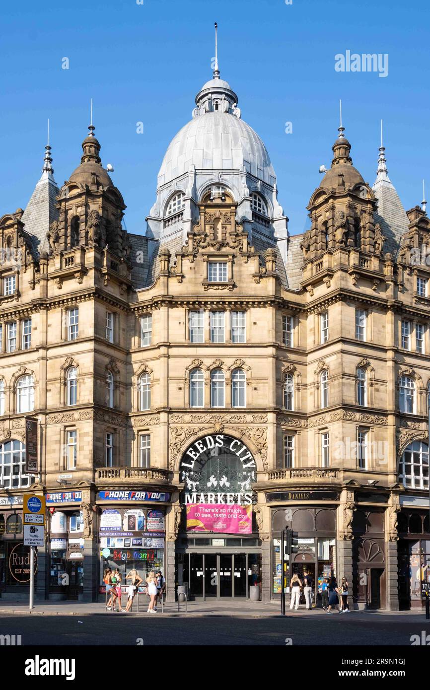 Leeds Kirkgate Market, Vicar Lane, Leeds, West Yorkshire, Inghilterra, REGNO UNITO Foto Stock