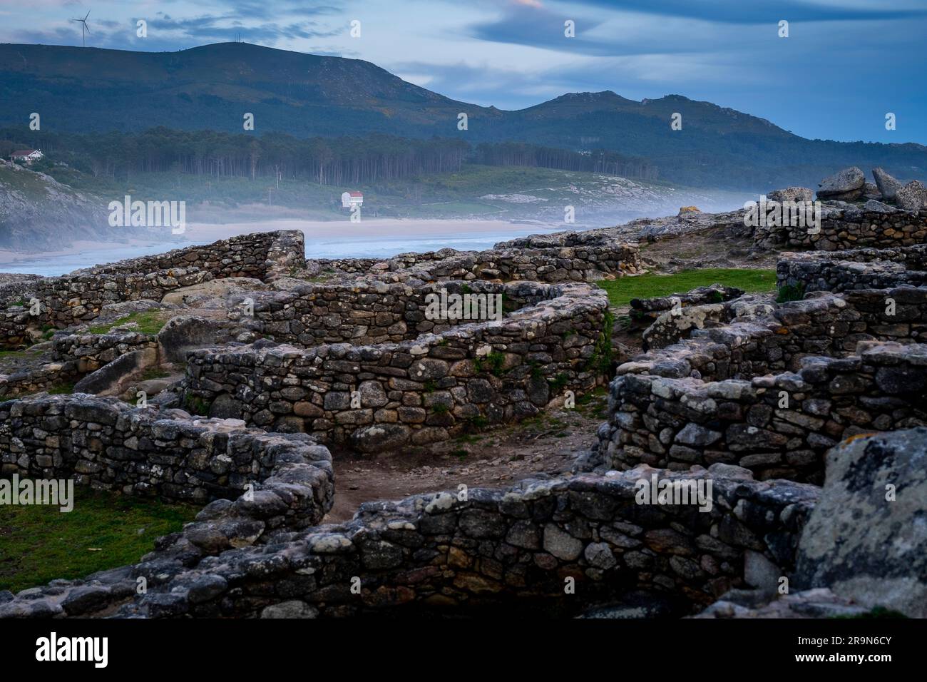 Castro de Barona, insediamento celtico -i secolo a.C., Porto do Son, provincia di la Coruna, regione della Galizia, Spagna Foto Stock