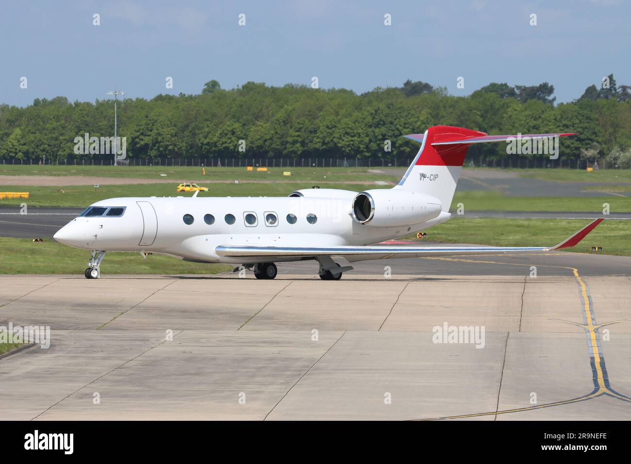 VP-CIP, TAG Aviation, Gulfstream G550, partenza dall'aeroporto di Londra Stansted, Essex, Regno Unito il 20 maggio 2023 Foto Stock