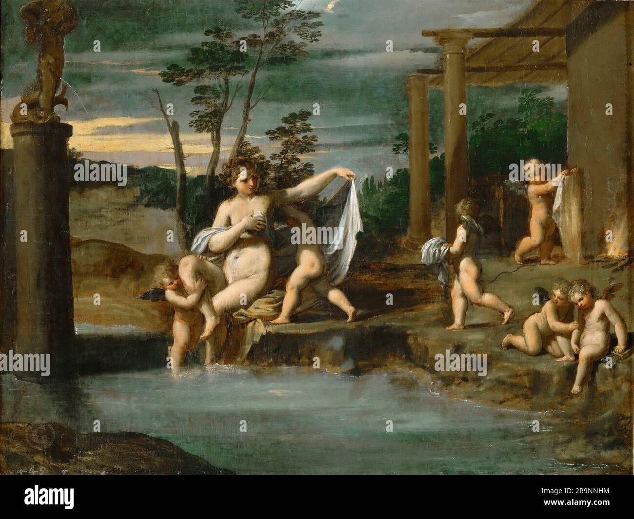 Venere bagno Scarsellino (Ippolito Scarsella) (1550/51-1620) (1550/51-1620) Foto Stock