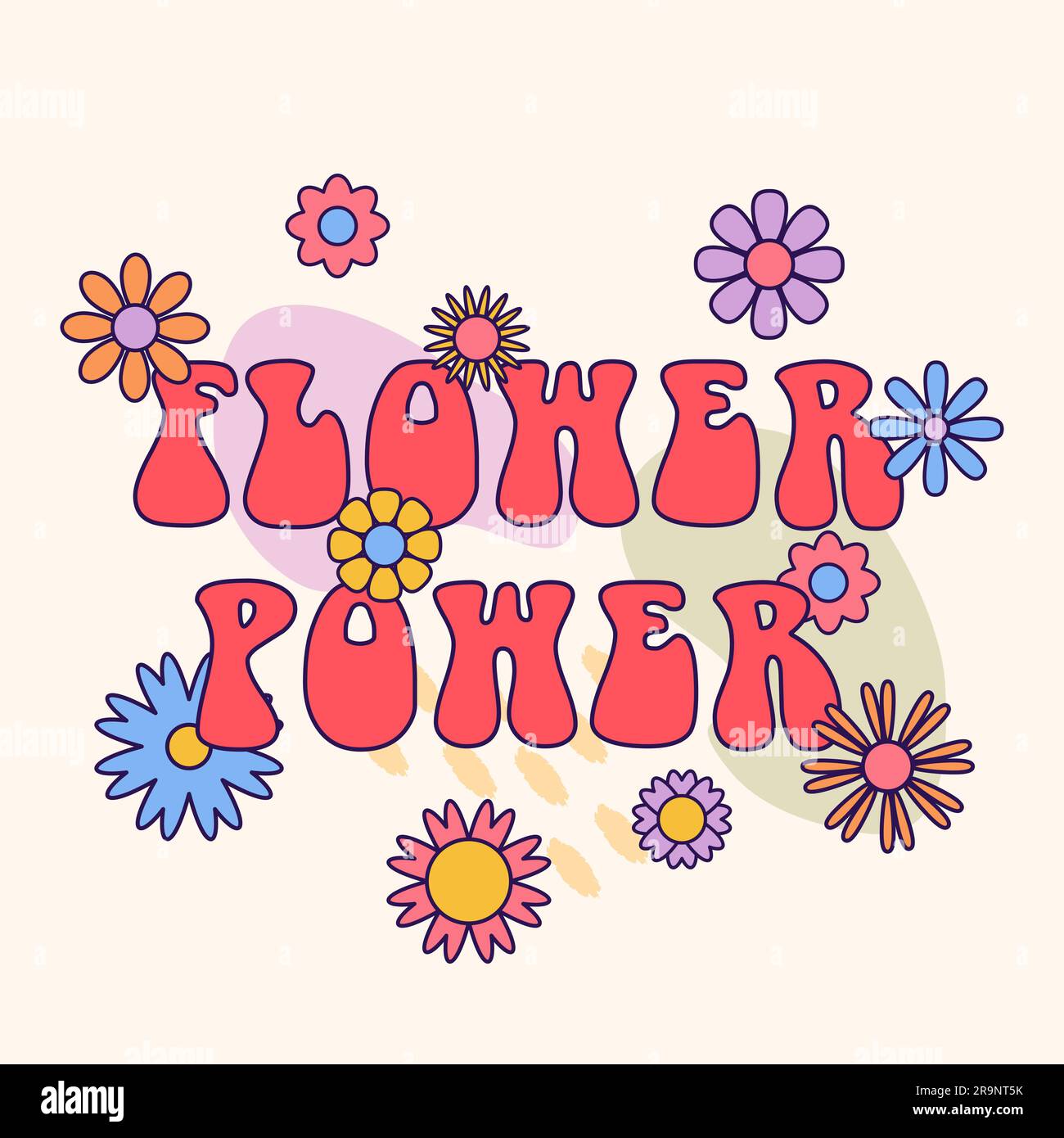 Flower Power con fiori per stampe artistiche, poster o cartoline 70 60 Illustrazione Vettoriale