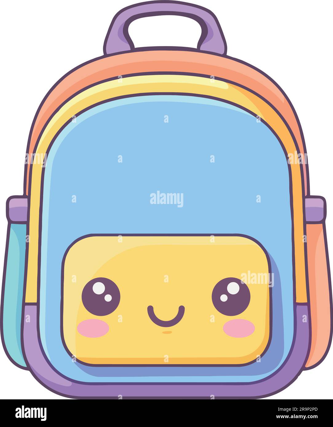 la mascotte con zaino kawaii porta gioia in vacanza su bianco