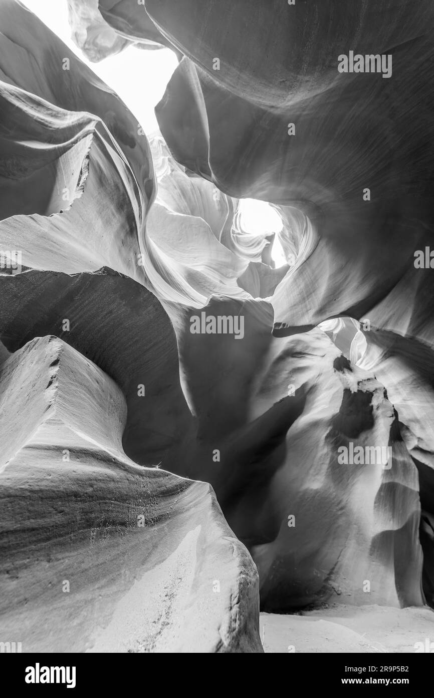 Antelope Canyon in bianco e nero Foto Stock