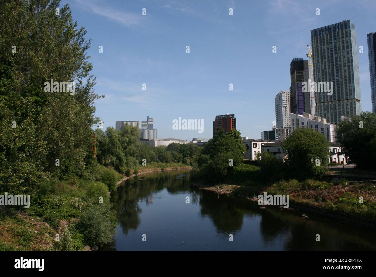 River Irwell, Salford Manchester City Centre, Greater Manchester, Inghilterra, Regno Unito, Regno Unito. Foto Stock