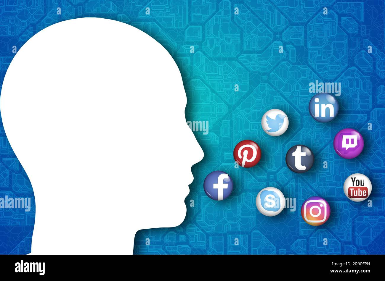 concetto di social networking e social media Foto Stock