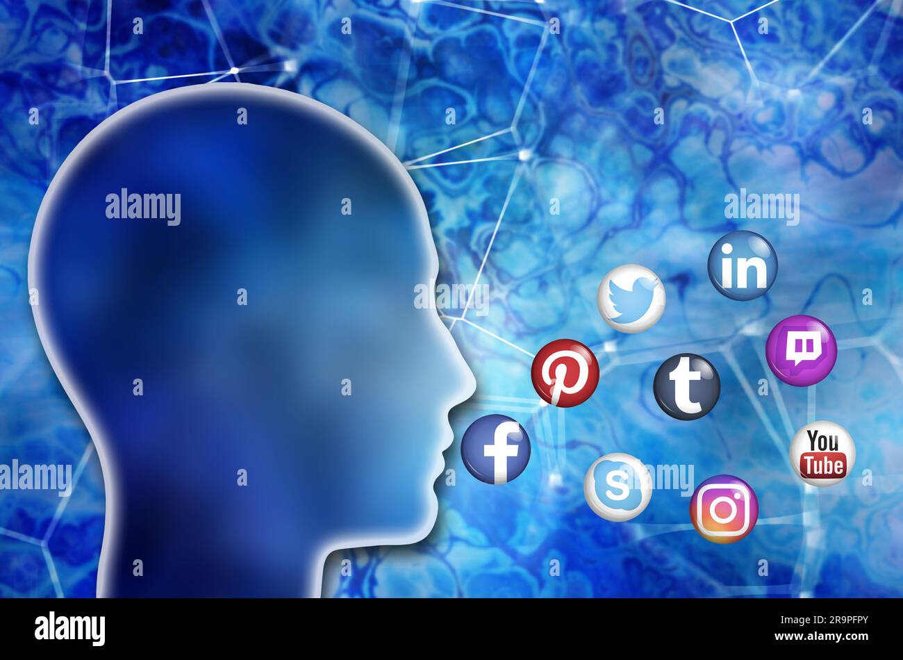 concetto di social networking e social media Foto Stock