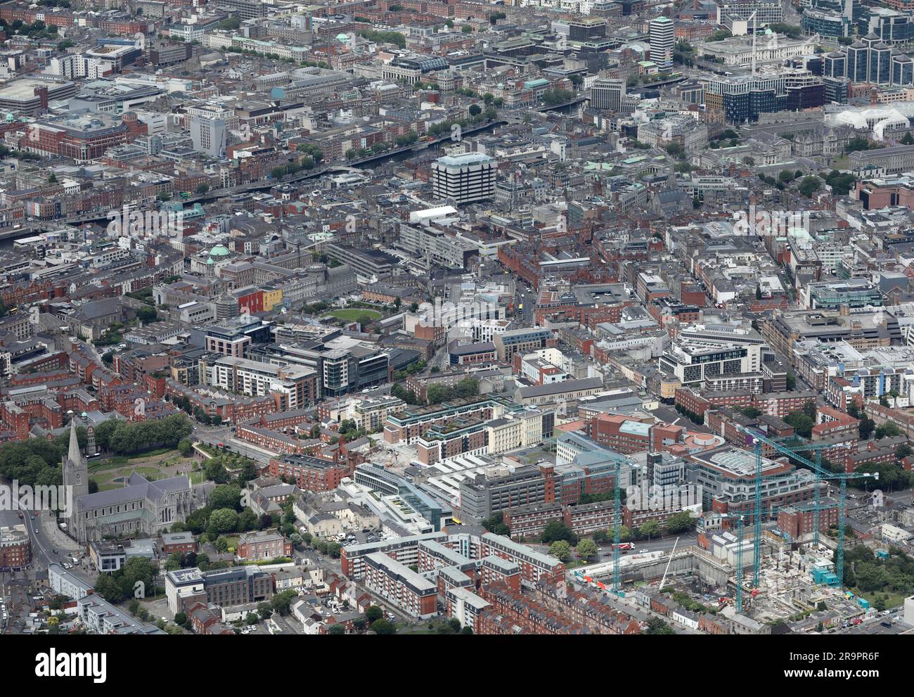 Vista aerea di una parte della capitale irlandese, Dublino Foto Stock