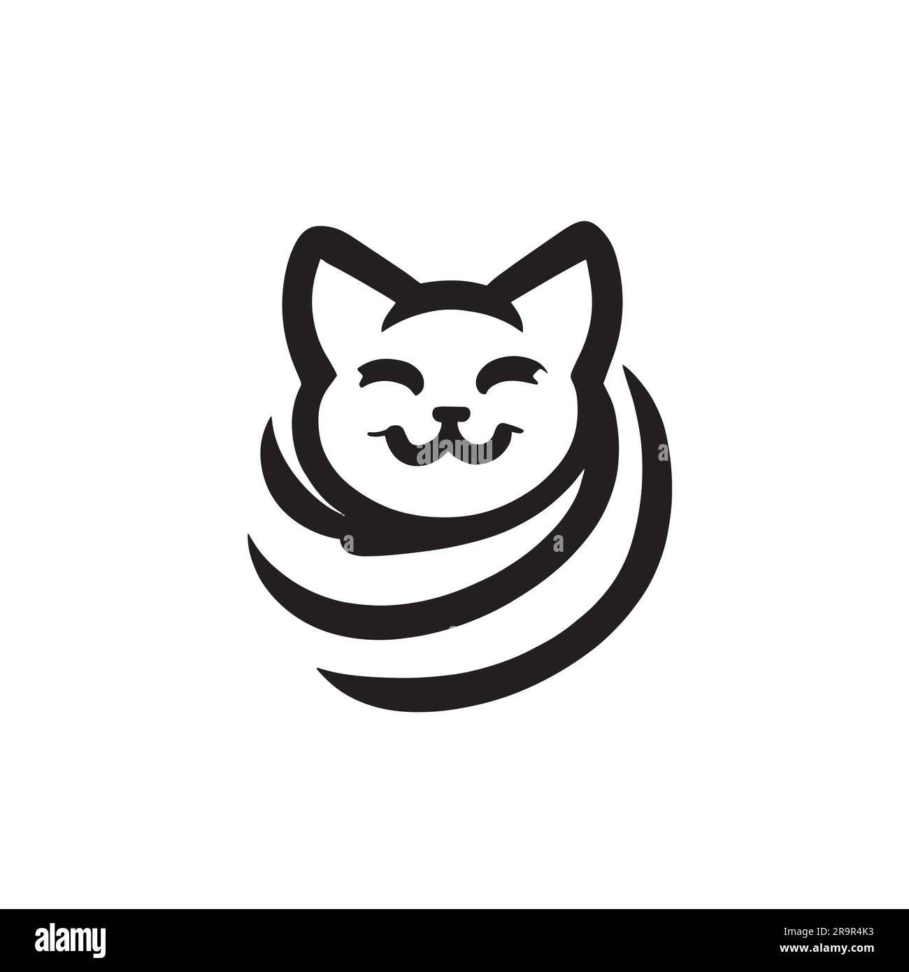 illustrazione del logo cat di colore dorato Illustrazione Vettoriale