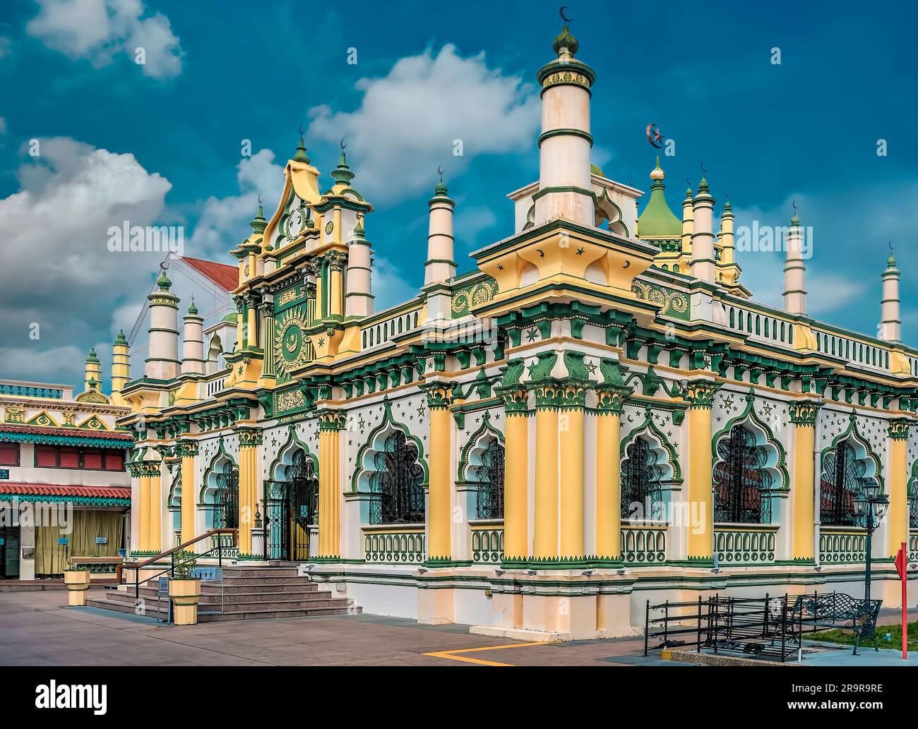 Masjid Abdul Gaffoor (Moschea Abdul Gaffoor) nel quartiere "Little India" a Singapore Foto Stock