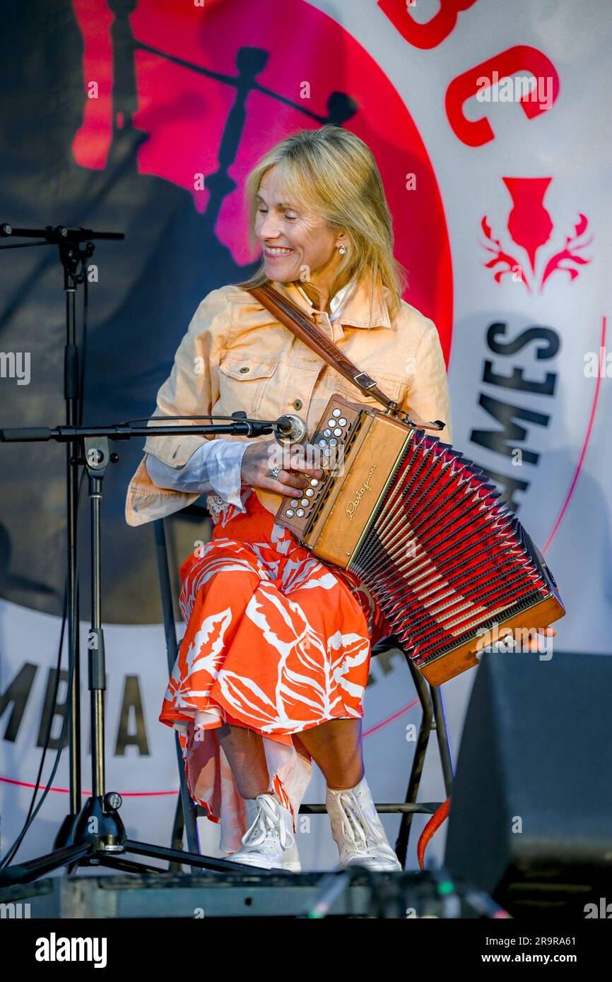 Sharon Shannon in concerto, ScotFestBC, British Columbia Highland Games, Coquitlam, BC, Canada Foto Stock