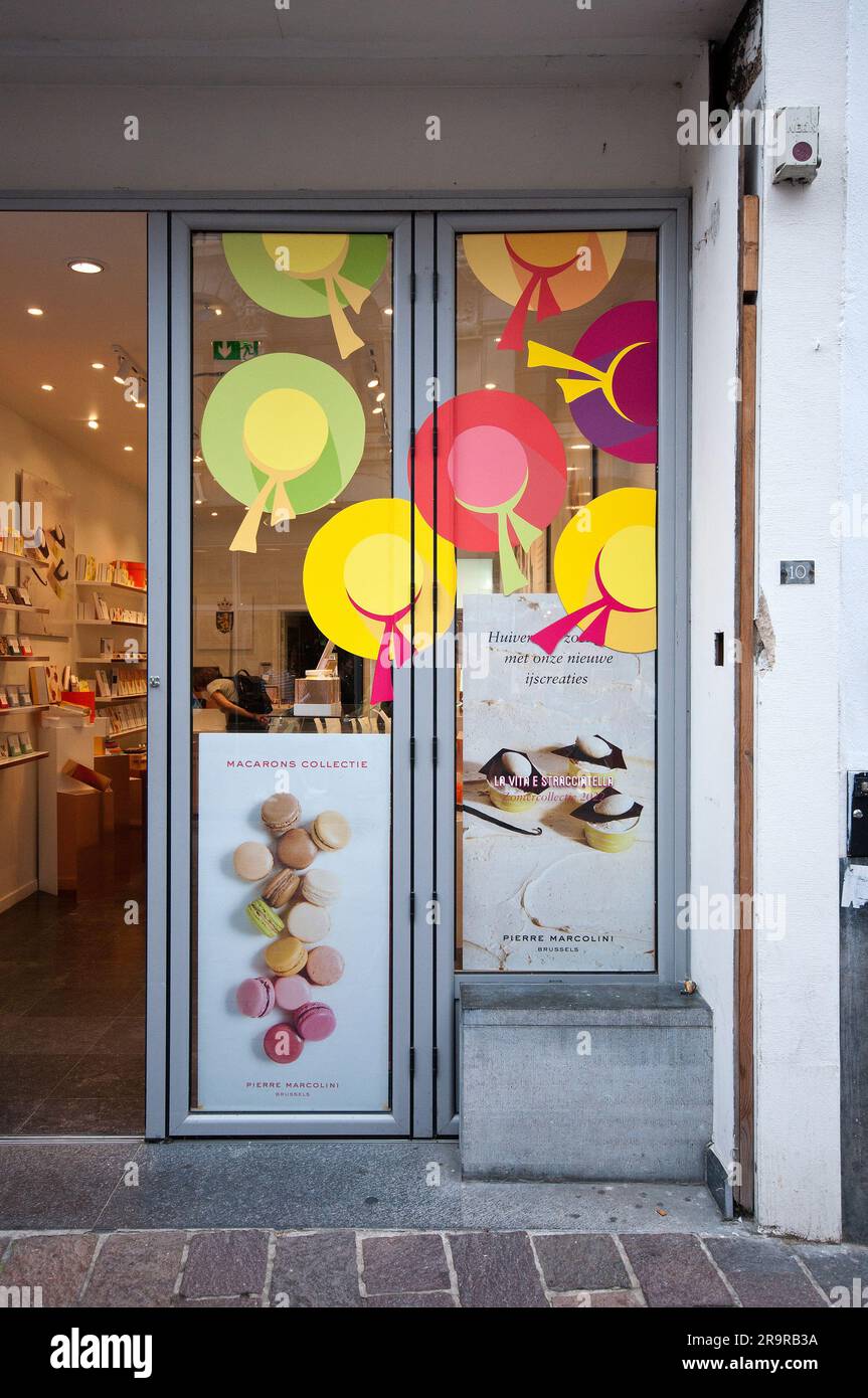 Pierre Marcolini, negozio di cioccolaterie a Bruges, Fiandre, Belgio Foto Stock