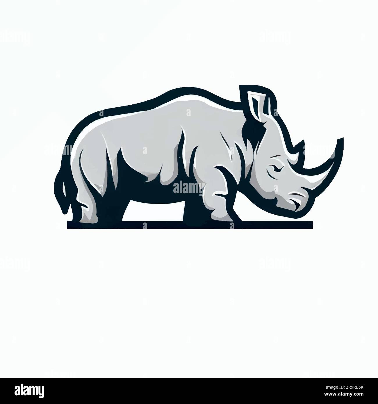 illustrazione del logo del rinoceronte di colore grigio Illustrazione Vettoriale