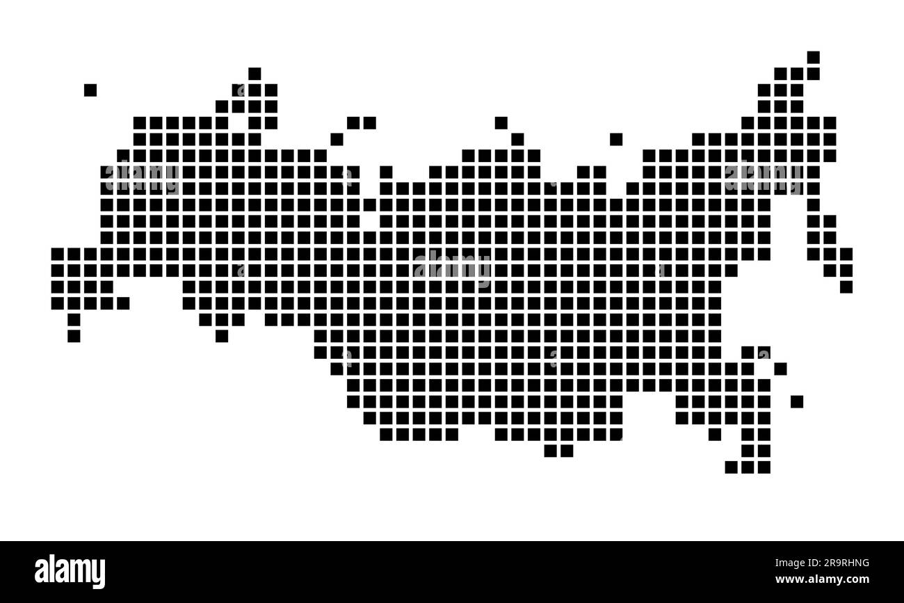 Mappa della Russia. Mappa della Russia in stile punteggiato. I confini del paese sono riempiti di rettangoli per il tuo progetto. Illustrazione vettoriale. Illustrazione Vettoriale