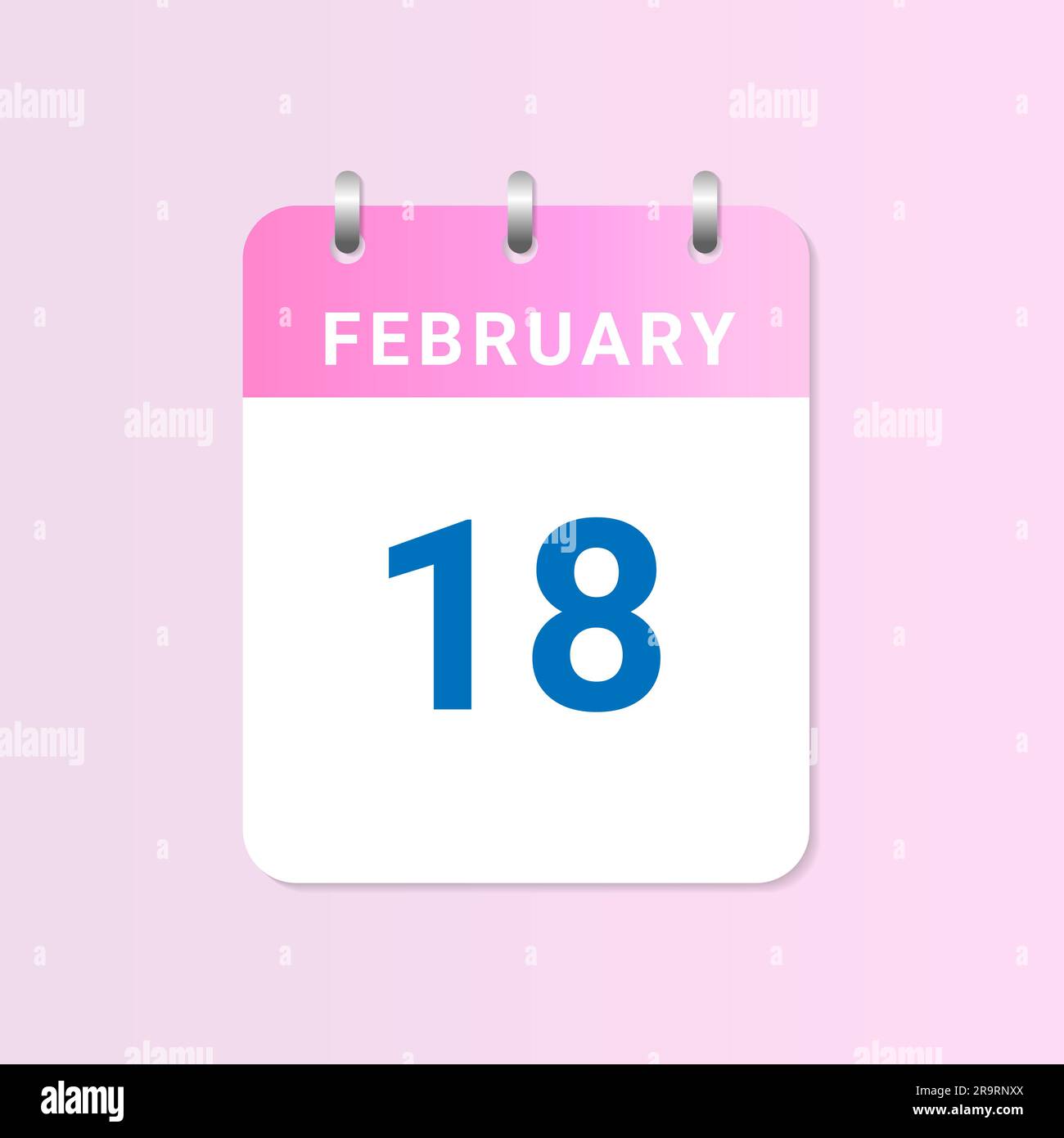 Giorno 18 febbraio. Calendario giornaliero del mese di febbraio su nota del white paper. Vettore Illustrazione Vettoriale