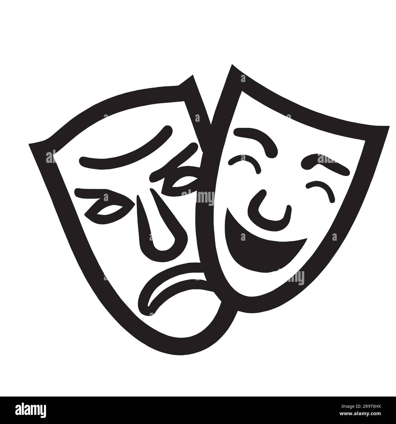 illustrazione dell'icona della maschera theater happy and angry Illustrazione Vettoriale