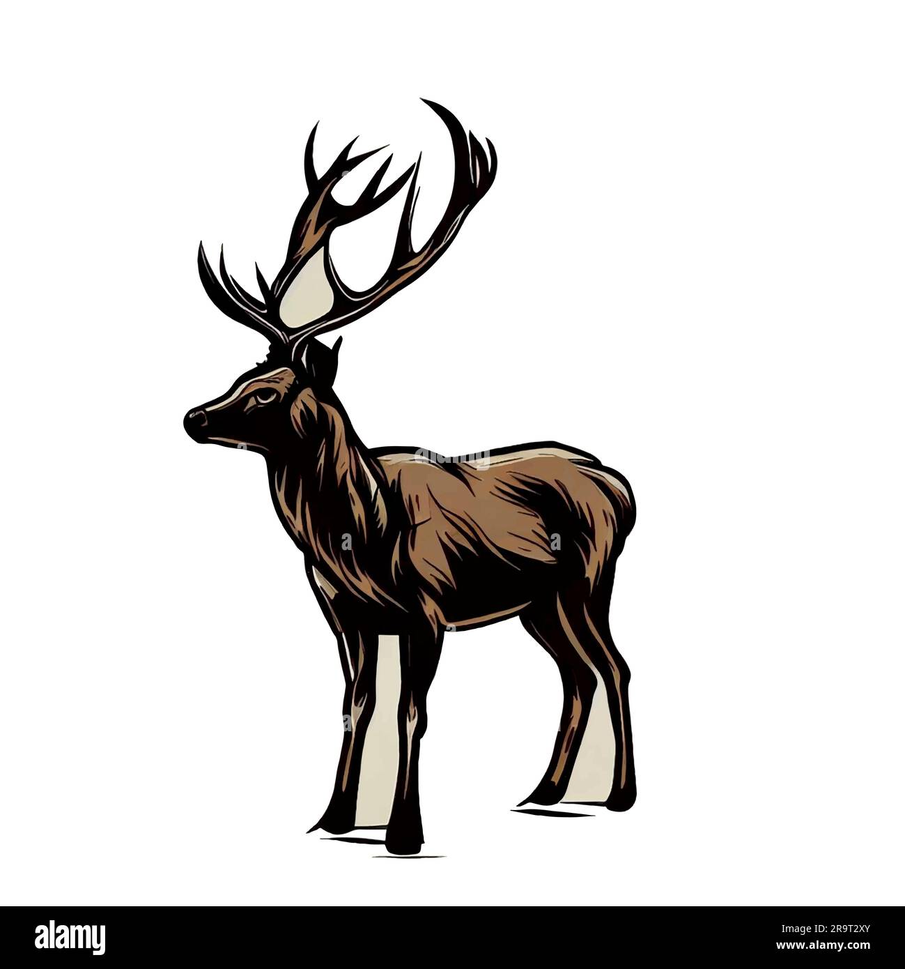 illustrazione del cervo su una tela bianca Illustrazione Vettoriale