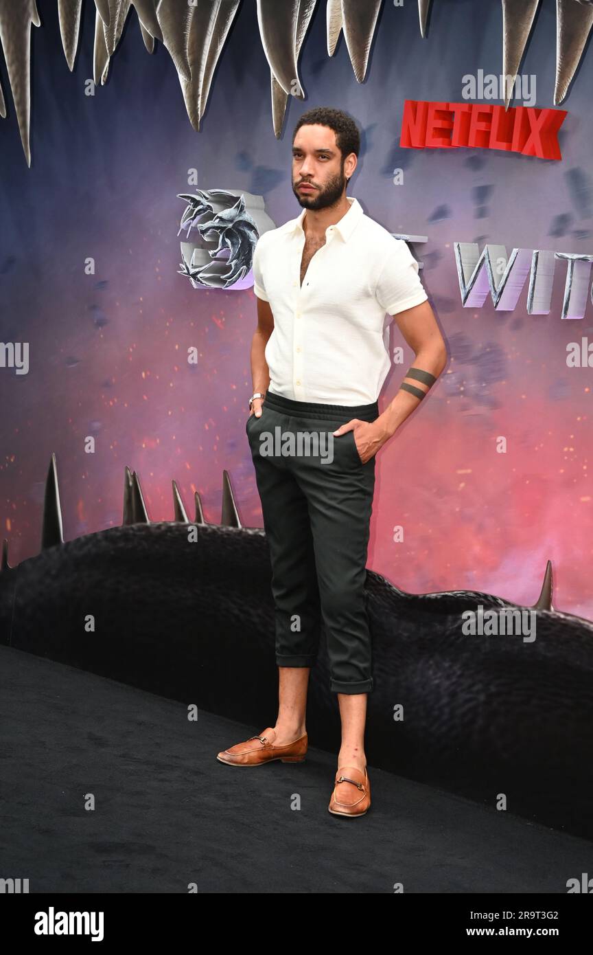 Londra, Regno Unito. Giugno 28 2023. Royce Pierreson partecipa alla premiere britannica della stagione 3 di THE WITCHER presso l'Now Building, Centre Point, St Giles Square, Londra, Regno Unito. Credito: Vedere li/Picture Capital/Alamy Live News Foto Stock