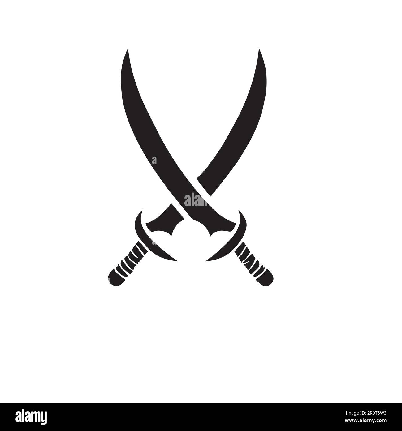 illustrazione del logo delle spade nere su sfondo bianco Illustrazione Vettoriale