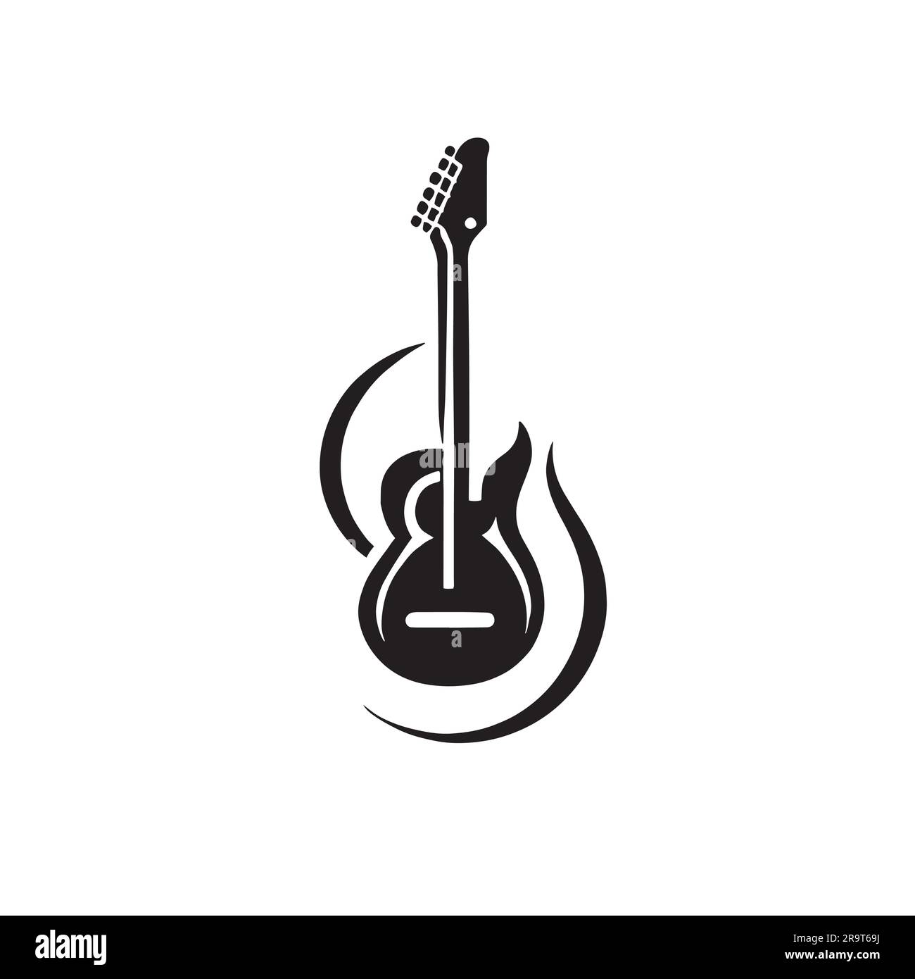 illustrazione del logo della chitarra su uno schermo bianco Illustrazione Vettoriale