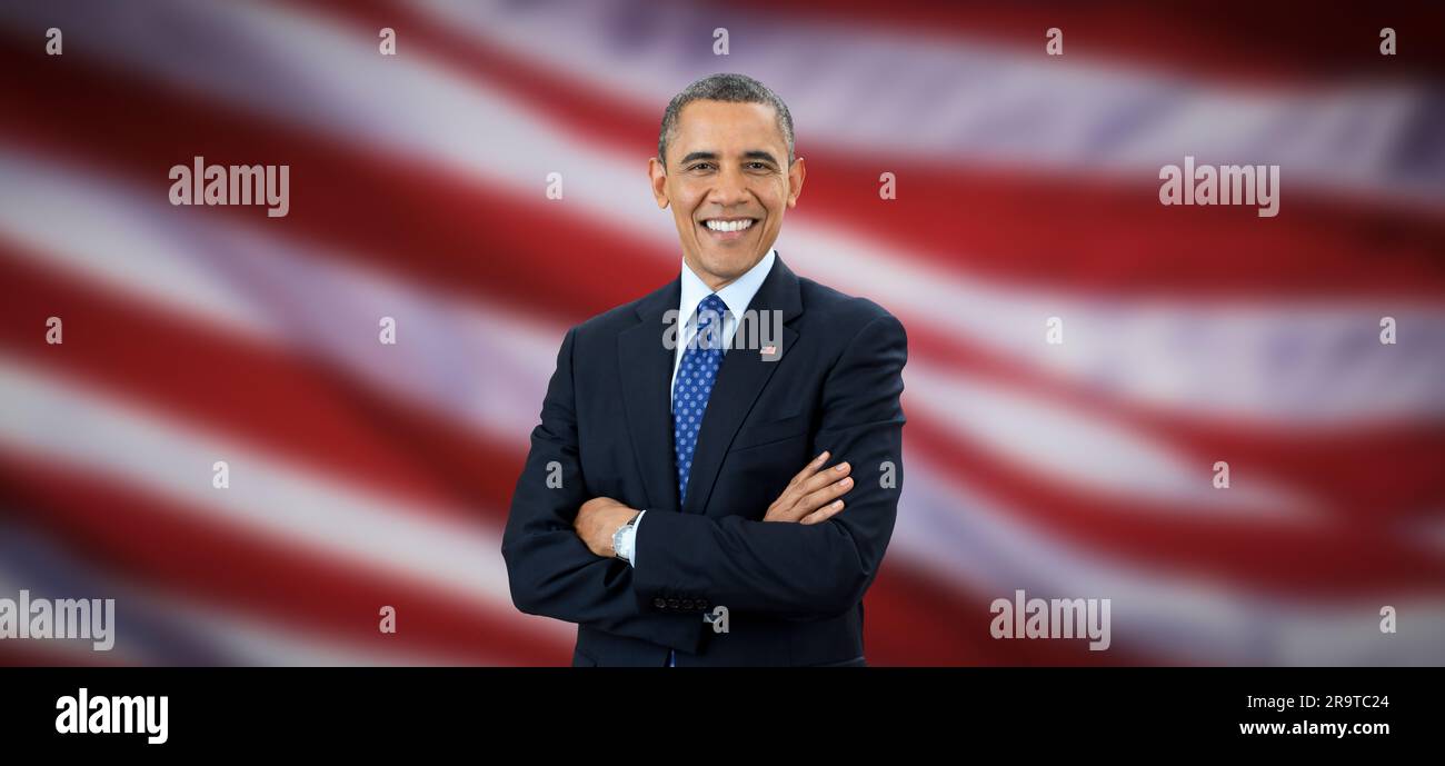 Ritratto di Barack Obama, 44° Presidente degli Stati Uniti d'America Foto Stock