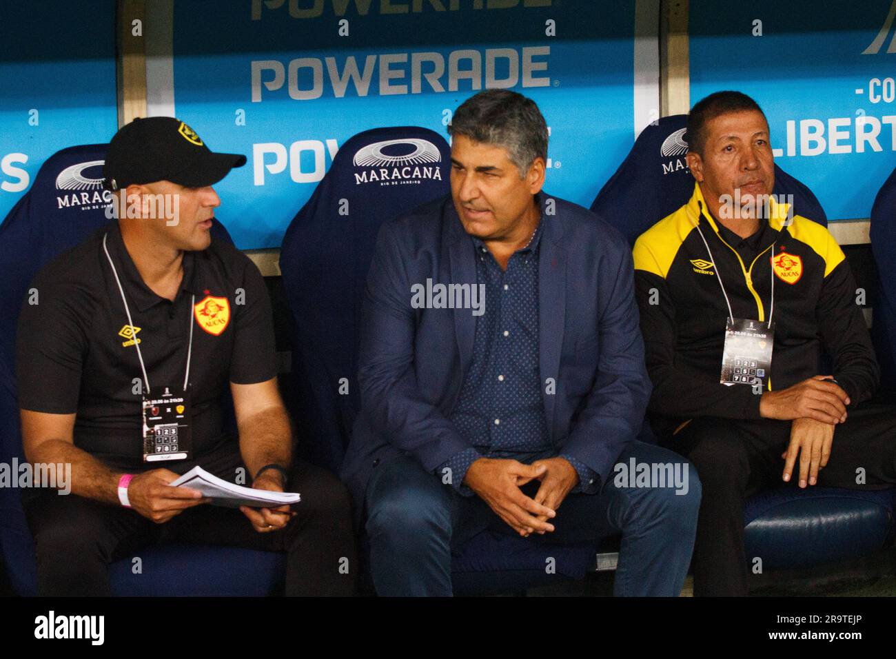 Rio de Janeiro, Rio de Janeiro, Brasile. 28 giugno 2023. Rio de Janeiro (RJ), 06/28/2023 - LIBERTADORES/FLAMENGO/AUCAS/RJ - allenatore di Aucas Cesar Farias in una partita tra Flamengo e Aucas, valida per la fase a gironi, 6° round di Libertadores da America 2023, tenutasi presso lo stadio Mario Filho (Maracana), nella zona nord di Rio de Janeiro, mercoledì 28 giugno, 2023. (Immagine di credito: © Erica Martin/TheNEWS2 via ZUMA Press Wire) SOLO USO EDITORIALE! Non per USO commerciale! Foto Stock