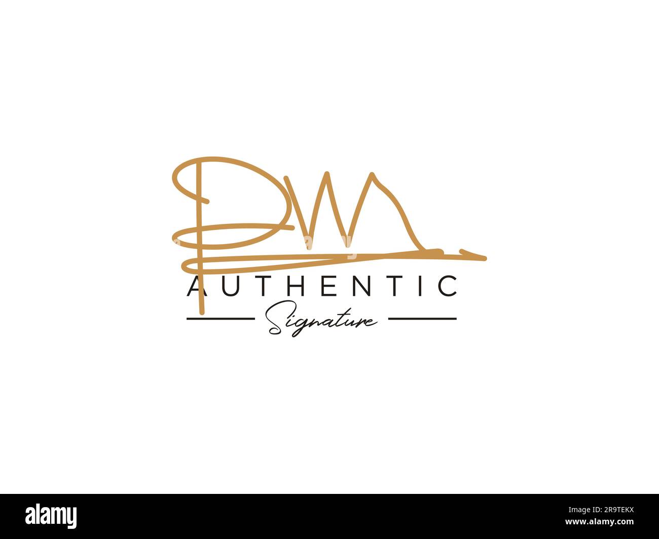Vettore modello logo firma PW. Illustrazione Vettoriale
