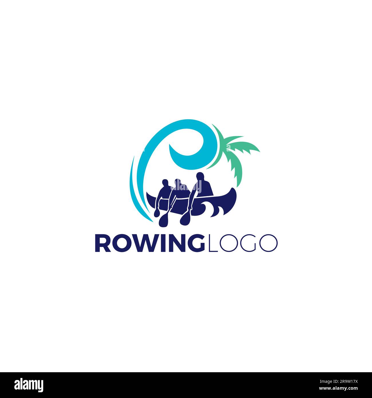 Design con logo Rogwing Club. Canottaggio Club Vector Illustrazione Vettoriale