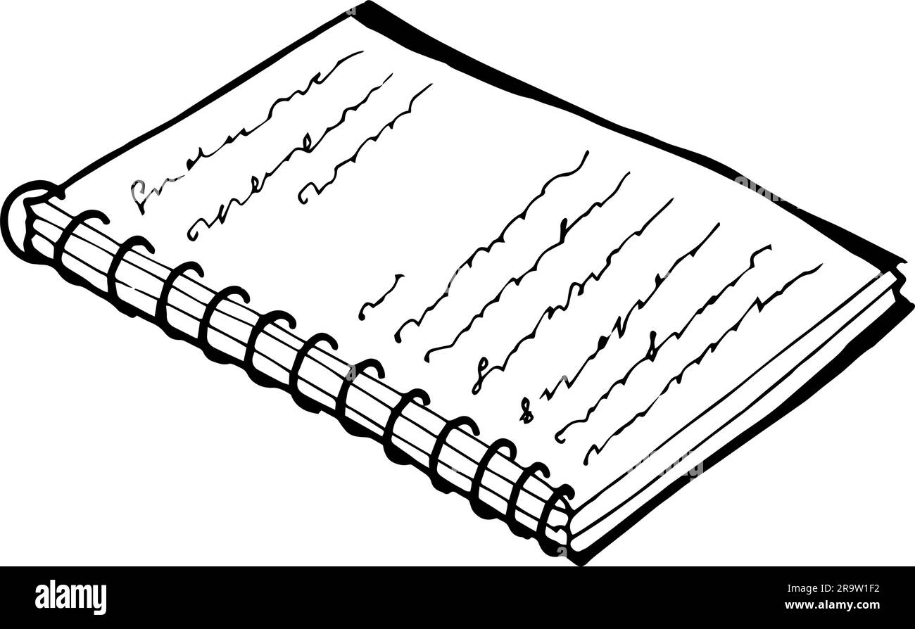Quaderno diario di disegno a linee. Stesura di un progetto di business.  Illustrazione grafica vettoriale con disegno a una linea moderna Immagine e  Vettoriale - Alamy