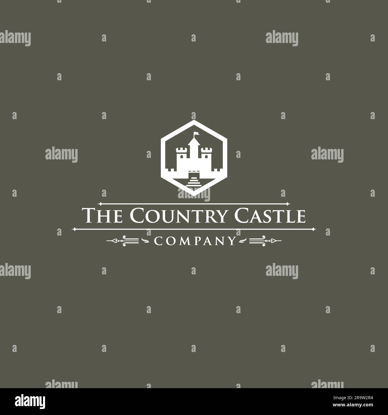 Country Castle con logo vintage Illustrazione Vettoriale
