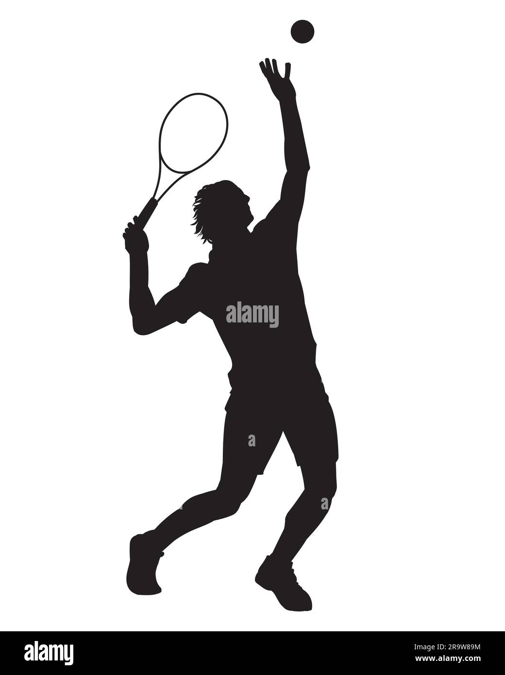 Un tennista silhouette elemento di design sportivo. Illustrazione Illustrazione Vettoriale