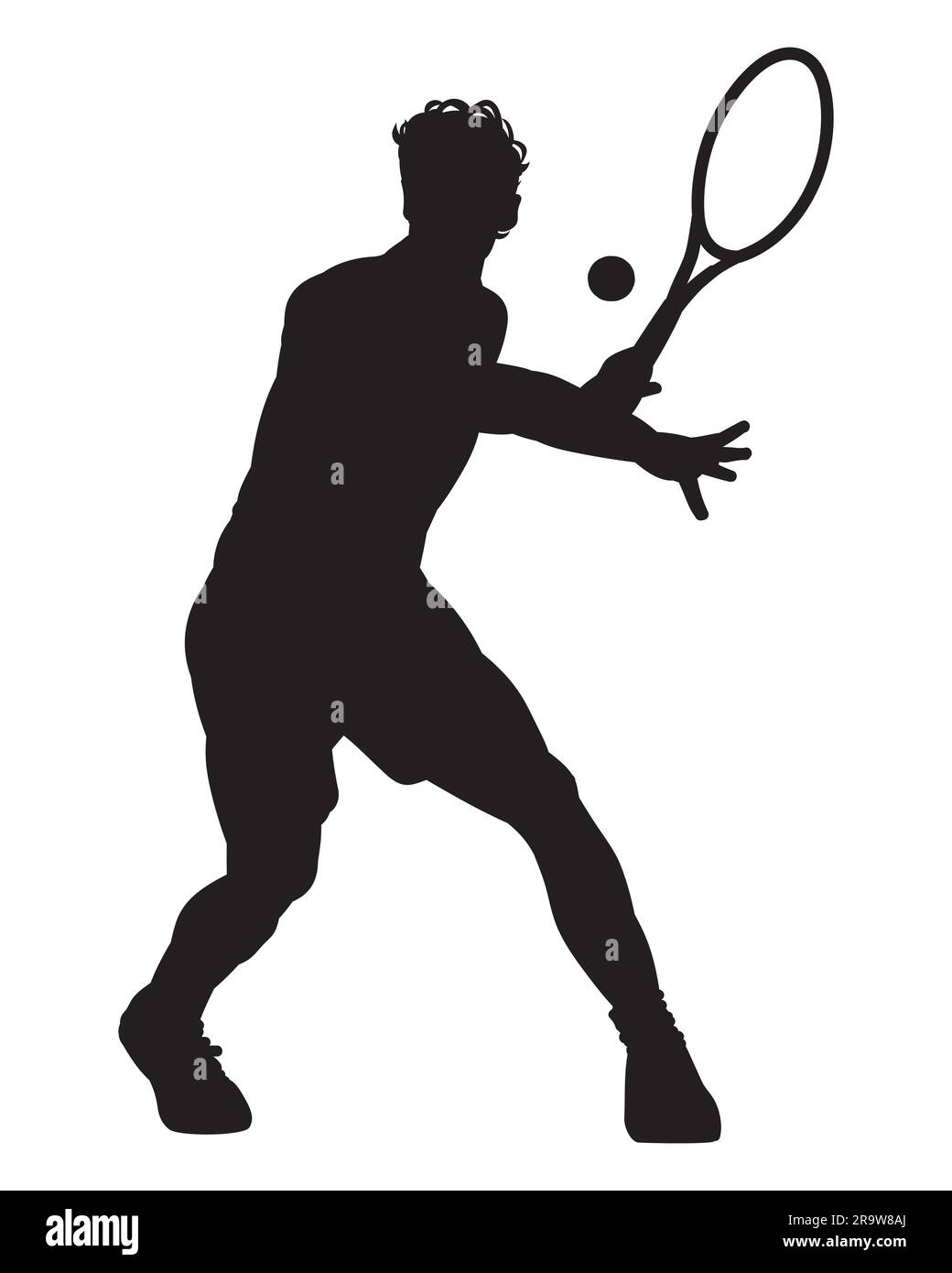 Un tennista silhouette elemento di design sportivo. Illustrazione Illustrazione Vettoriale