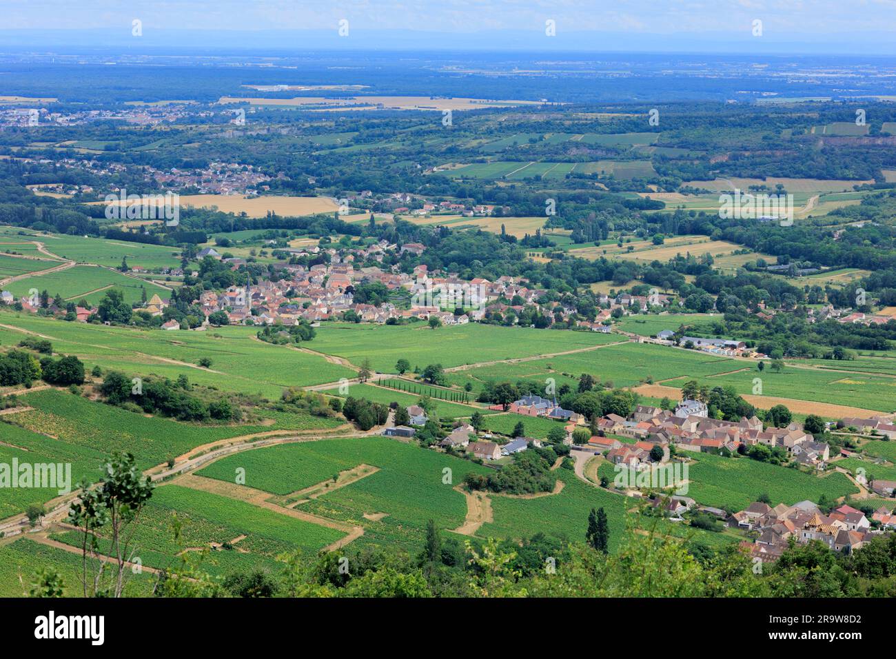 La vista dalla Montagne des Trois Croix Santenay Cote-d ore Francia Foto Stock