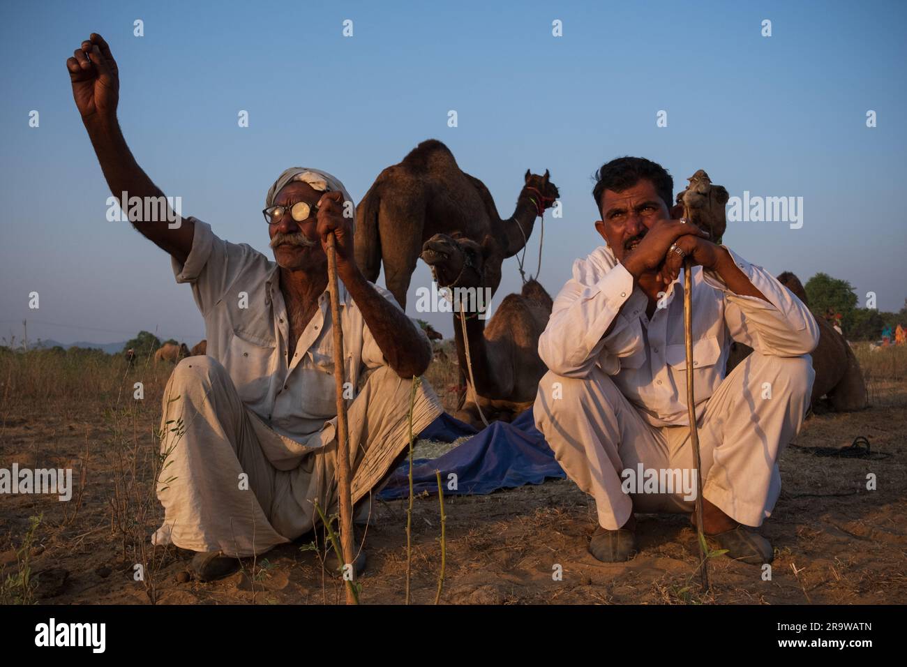 I pastori di cammelli Rabari alla Pushkar Camel Fair, India Foto Stock