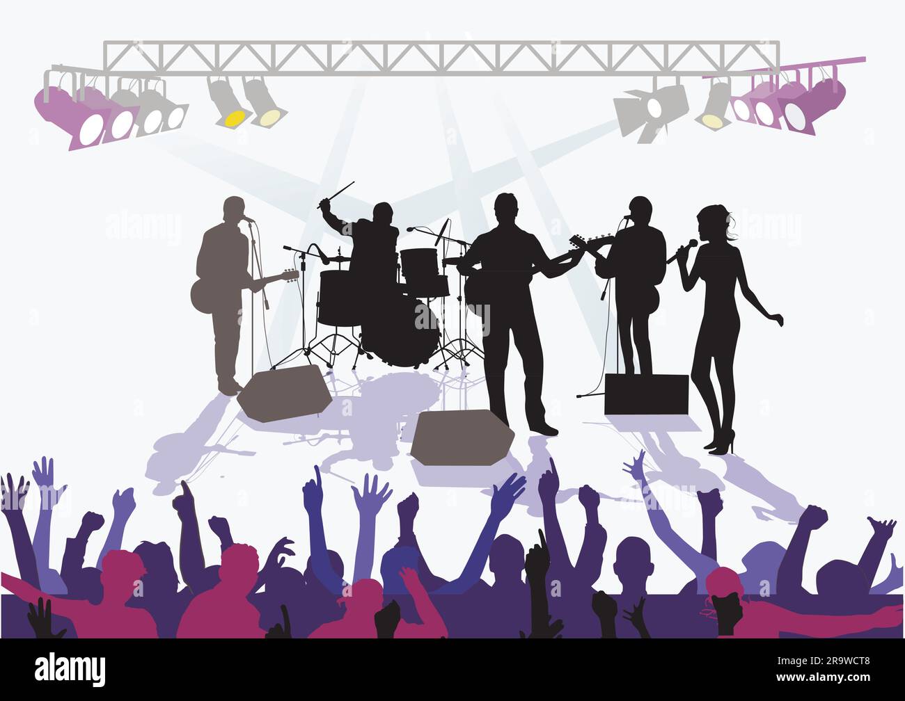 Illustrazione del gruppo musicale sul palco Illustrazione Vettoriale