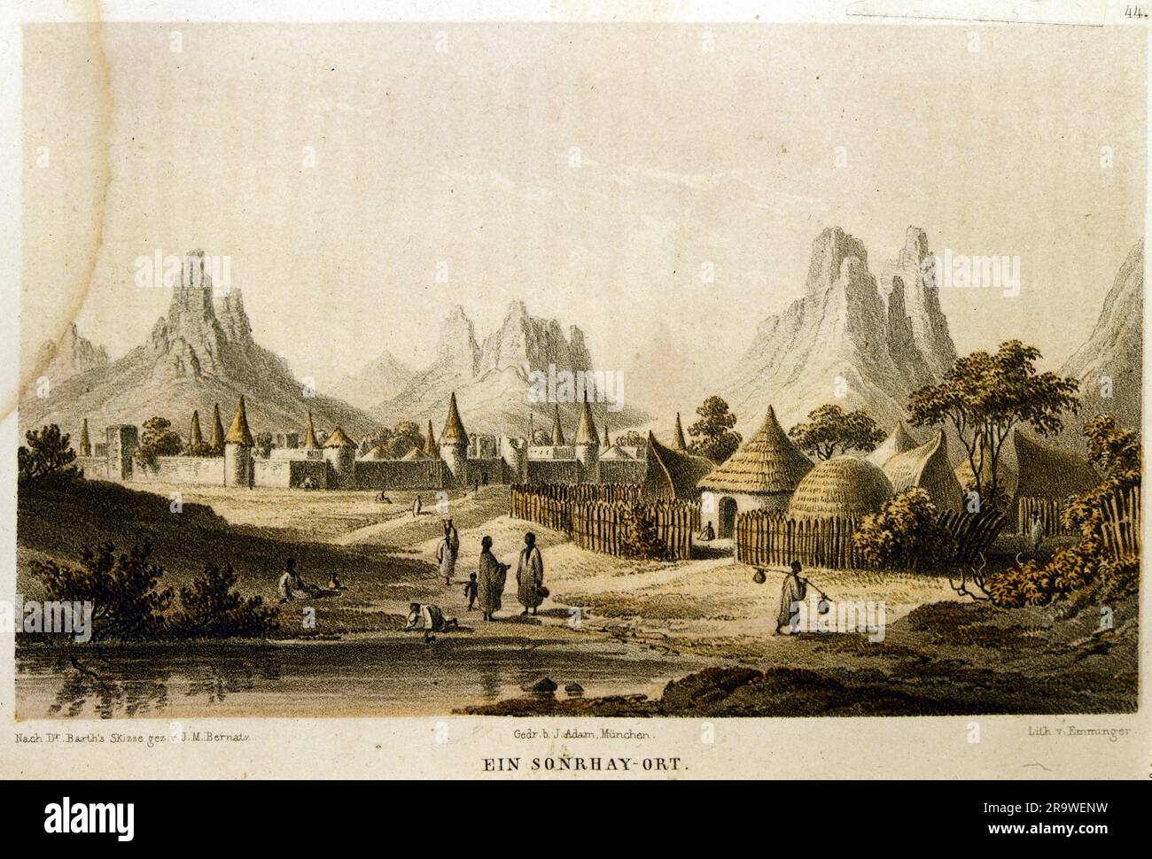 Geografia / viaggi, Africa, città di Songhai, basata su disegno di Johann Martin Bernatz, DIRITTI AGGIUNTIVI-CLEARANCE-INFO-NOT-AVAILABLE Foto Stock