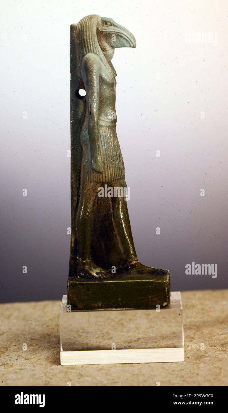 Belle arti, Egitto, artigianato, scultura di Dio Thoth, Faience, State Collection of Egyptian Arts, Monaco, IL COPYRIGHT DELL'ARTISTA NON DEVE ESSERE CANCELLATO Foto Stock